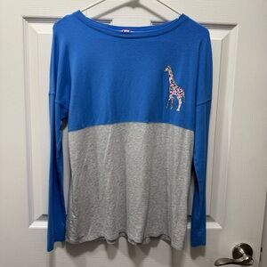 Lilly Pulitzer Finn Long Sleeve Giraffe Baby Blue Gray Size X-Small
